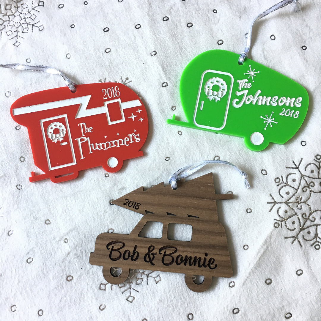 Vintage Trailer Christmas Ornament (customizable)