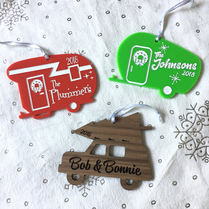 Vintage Trailer Christmas Ornament (customizable)