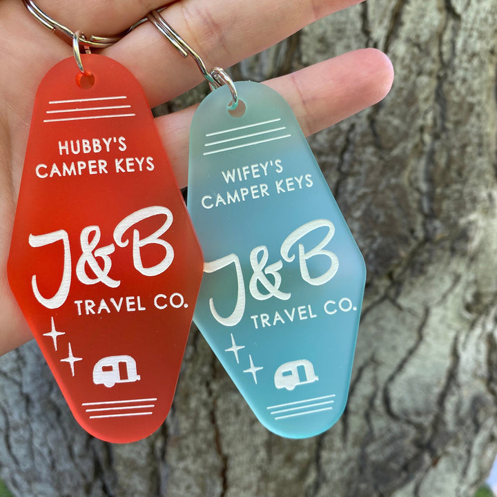 Camper Personalized Motel Keychain