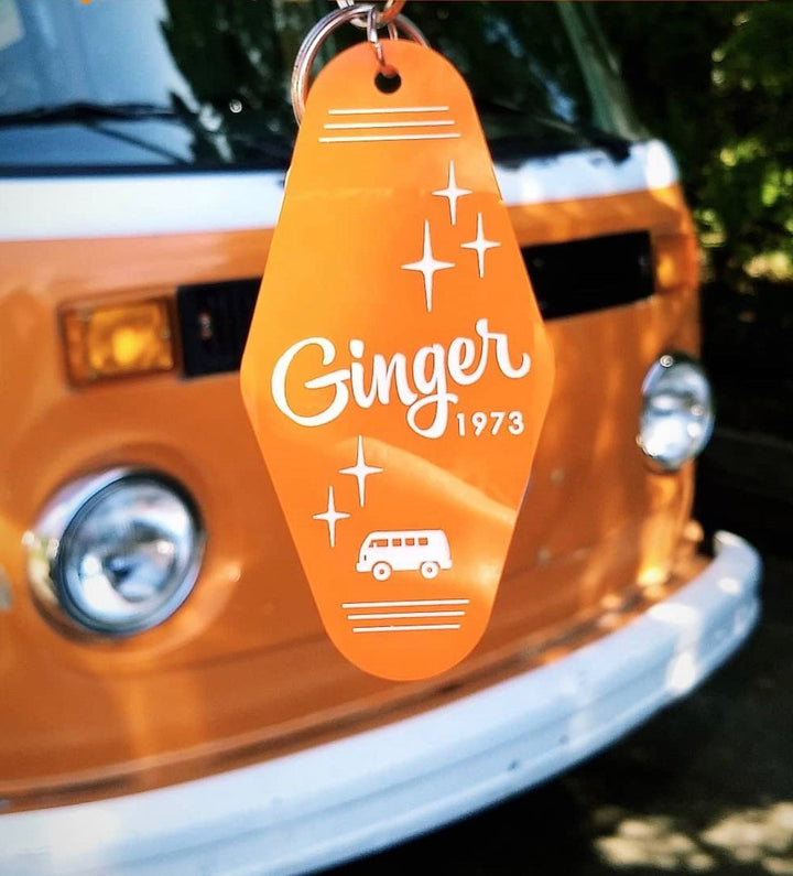 Camper Personalized Motel Keychain
