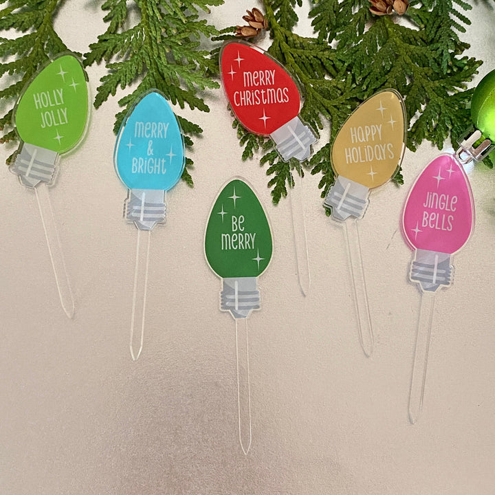 Vintage Christmas Lights Cupcake Topper