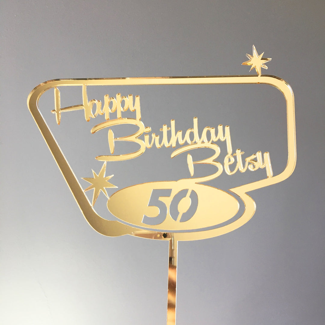 Mid Century Modern Birthday Cake Topper