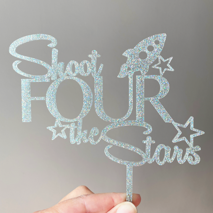 Shoot Four the Stars Celestial Birthday Cake Topper