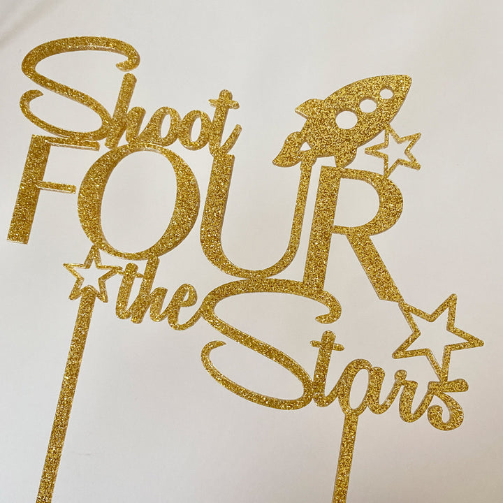 Shoot Four the Stars Celestial Birthday Cake Topper
