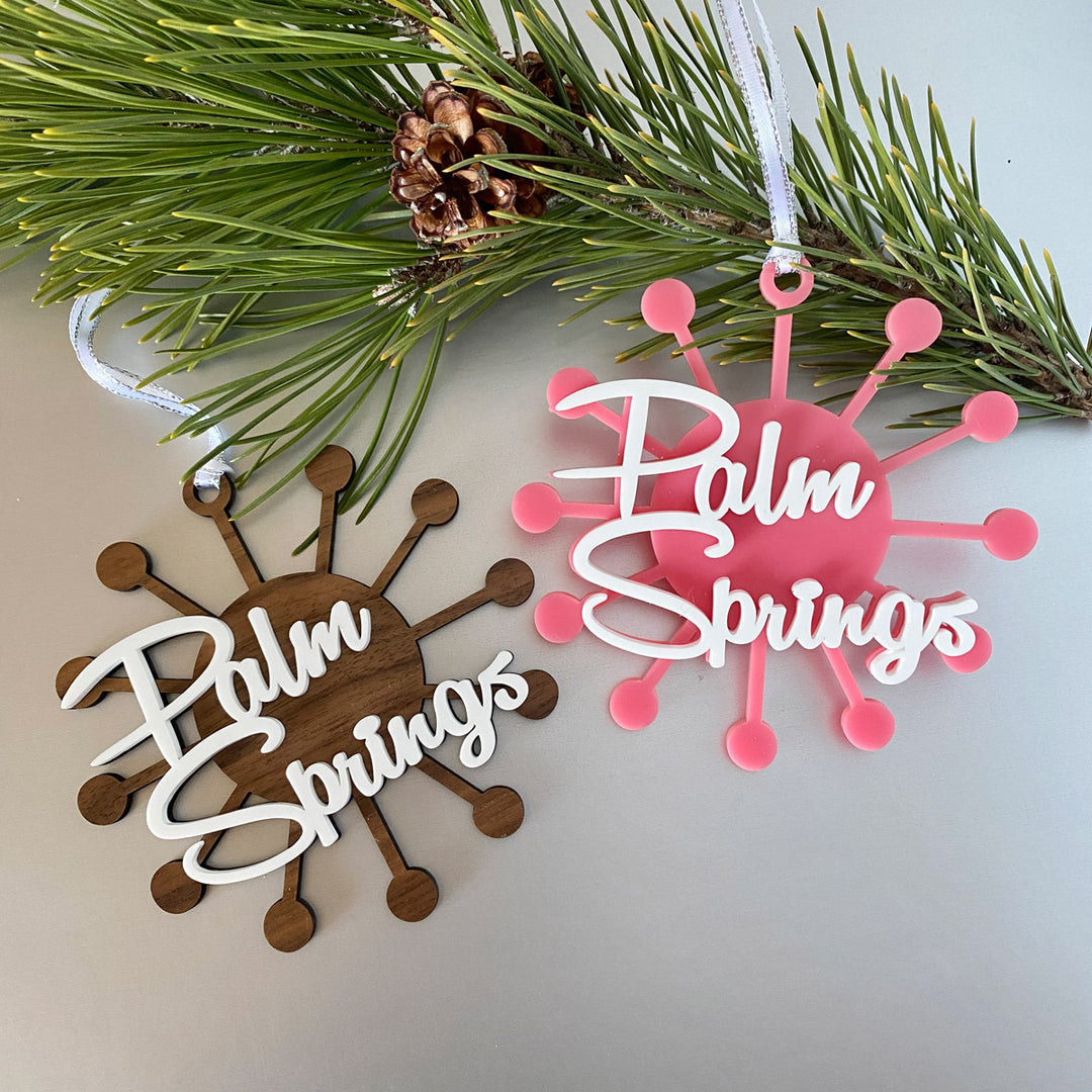 Sunburst Palm Springs Ornament or Magnet (customizable)